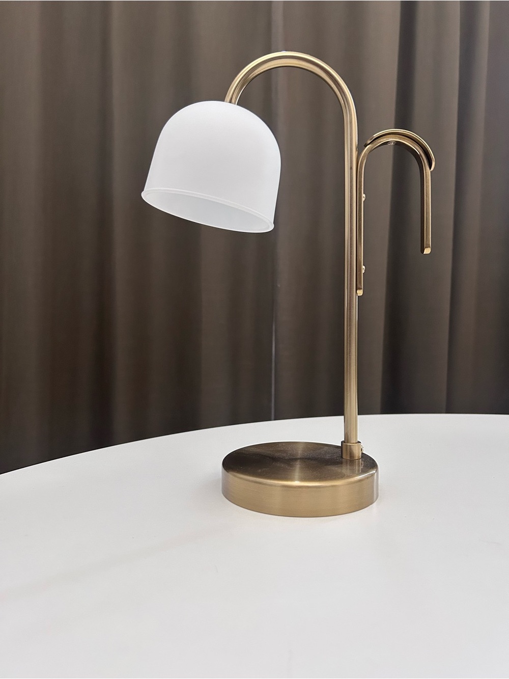 IKEA TVÄRMASTAD Cordless Battery Table Lamp Brass with White Shade
